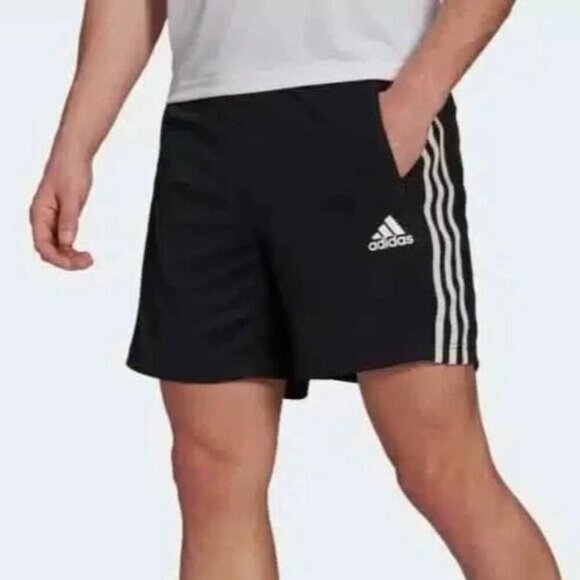 NEW Adidas Men's XL Stripe Shorts Black/White Polyester Athletic - Picture 1 of 8